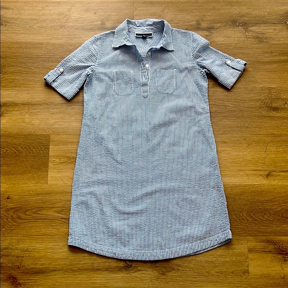 Karen Scott Blue Polo Collar Mini Dress